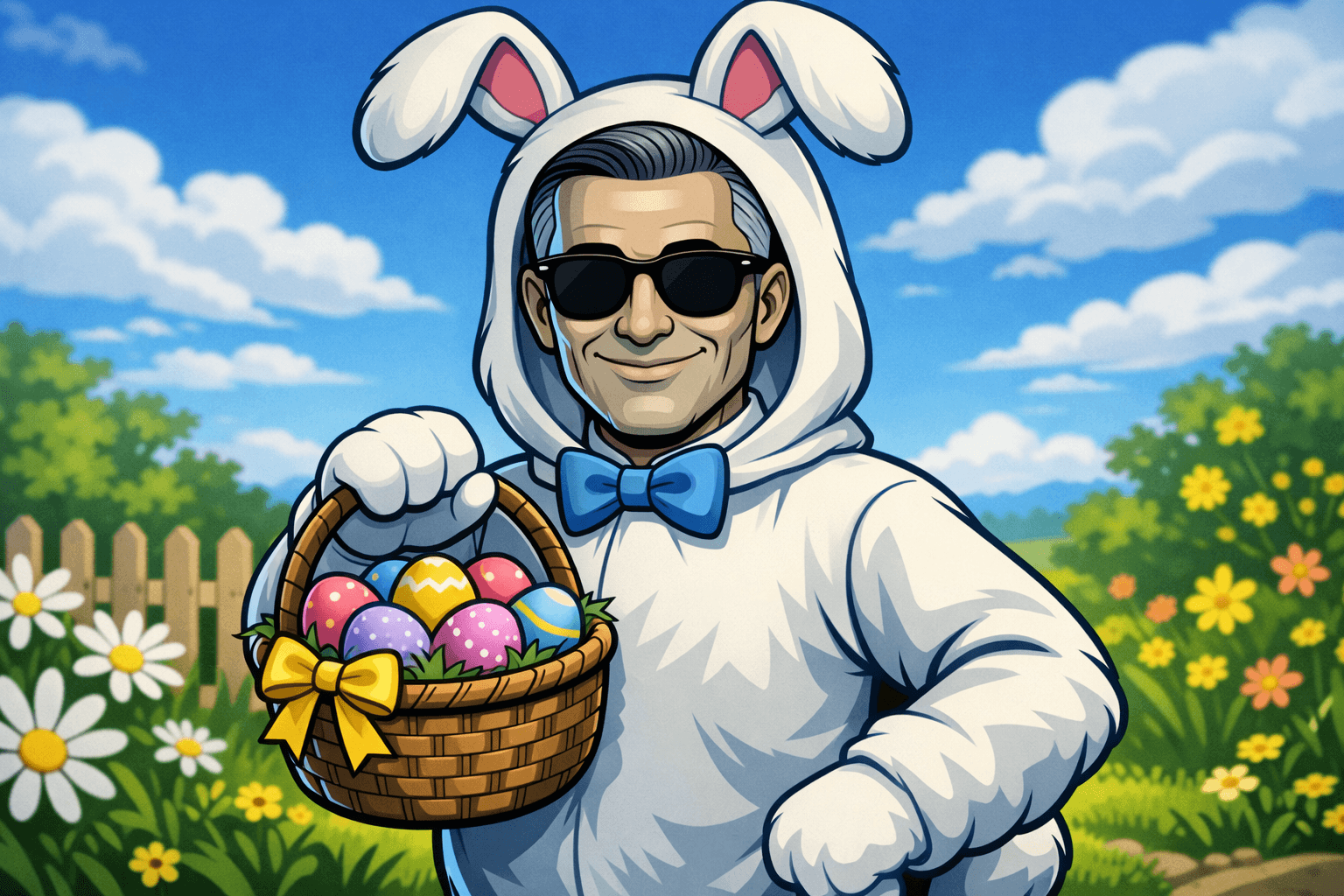 Norman dressed as the easter bunny